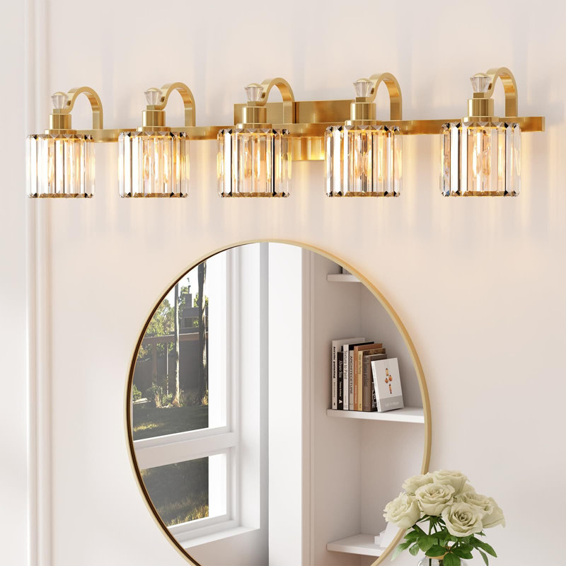 Mercer41 Crystal Gold Bathroom Vanity Light 5 Light | Wayfair